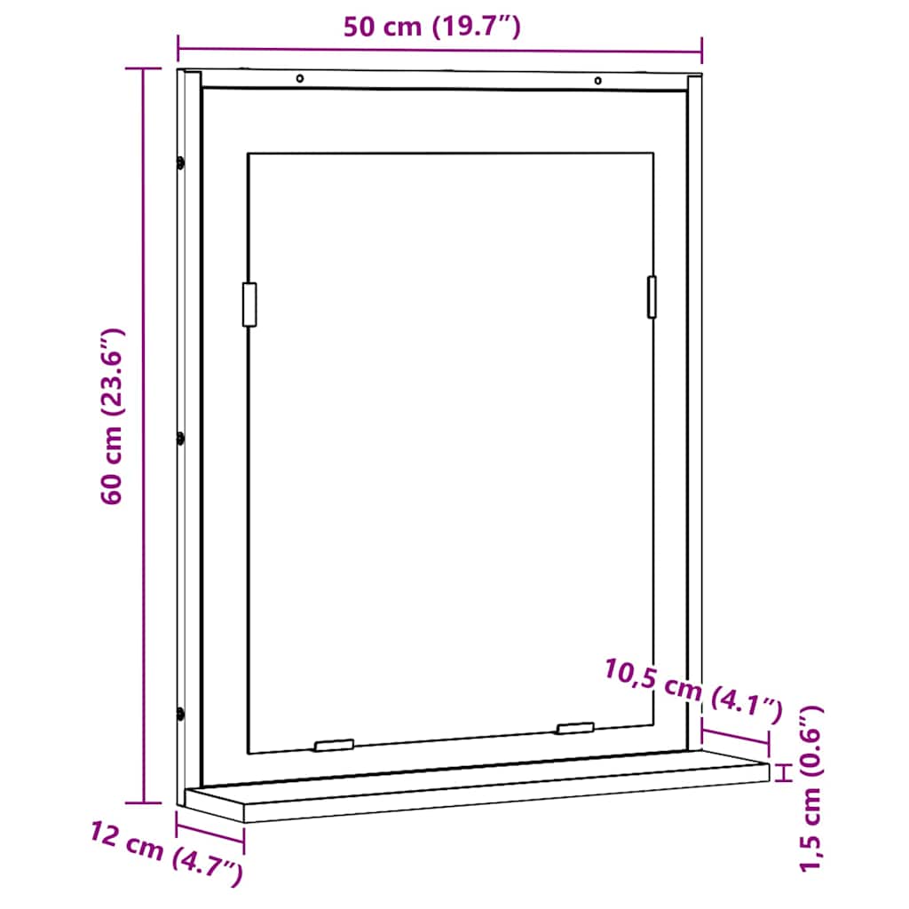 Badezimmer Spiegel Altholz 50 x 12 x 60 cm Holzwerkstoff