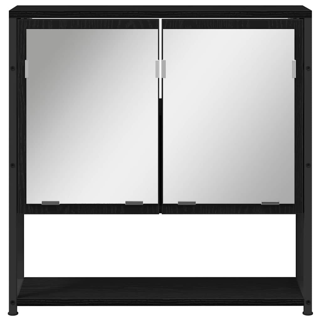 Badezimmerspiegelschrank mit Tür Schwarze Eiche 60 x 16 x 60 cm