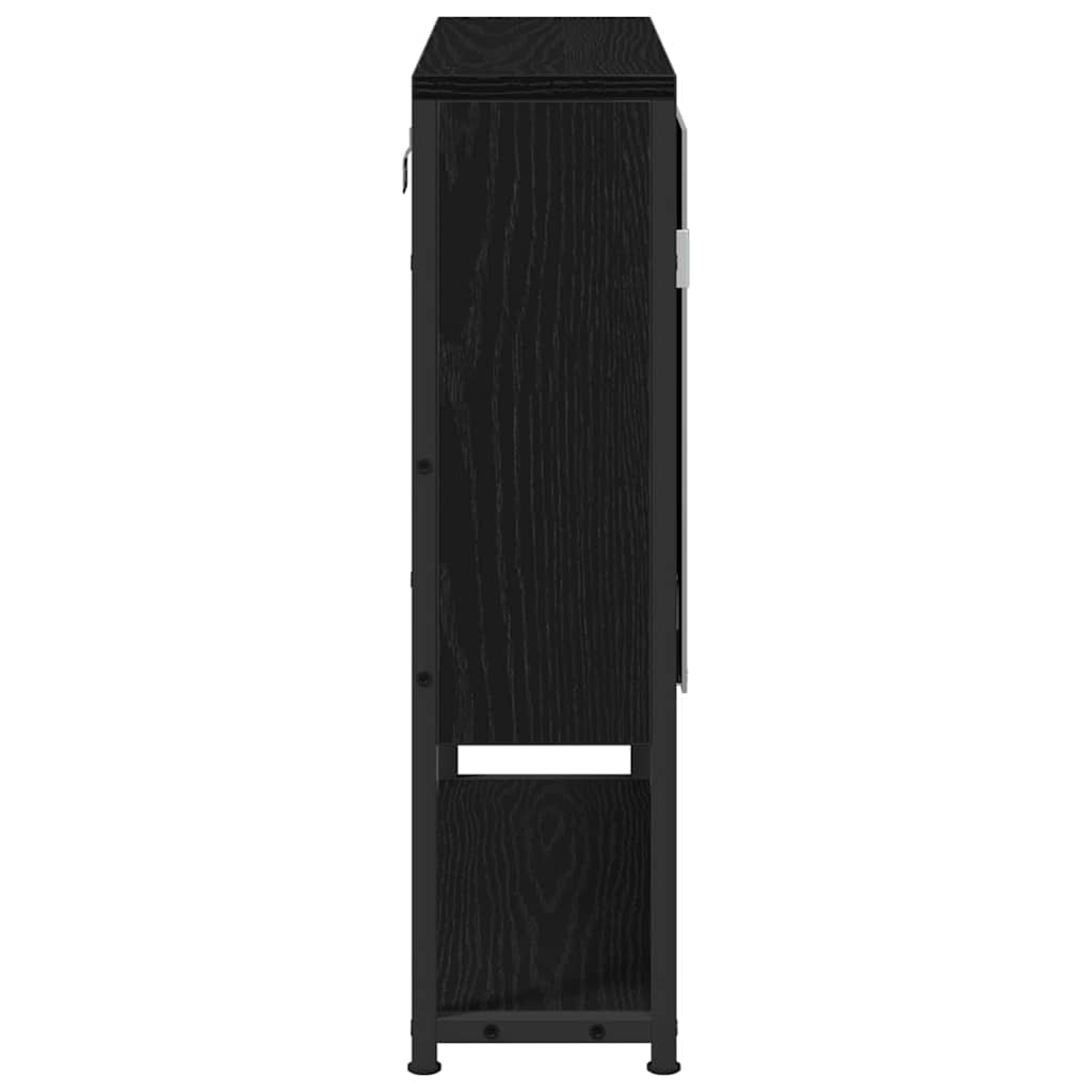 Badezimmerspiegelschrank mit Tür Schwarze Eiche 60 x 16 x 60 cm