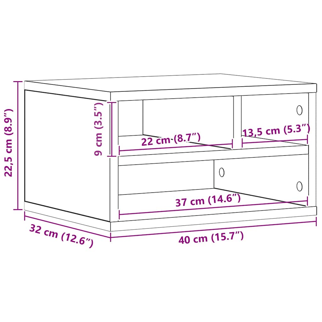 Druckerständer Altholz 40 x 32 x 22.5 cm Holzwerkstoff