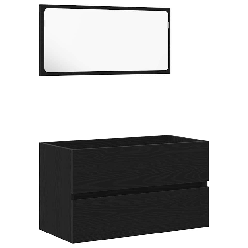 Badezimmermöbel-Set 2 pcs Schwarze Eiche 80 x 38.5 x 45 cm