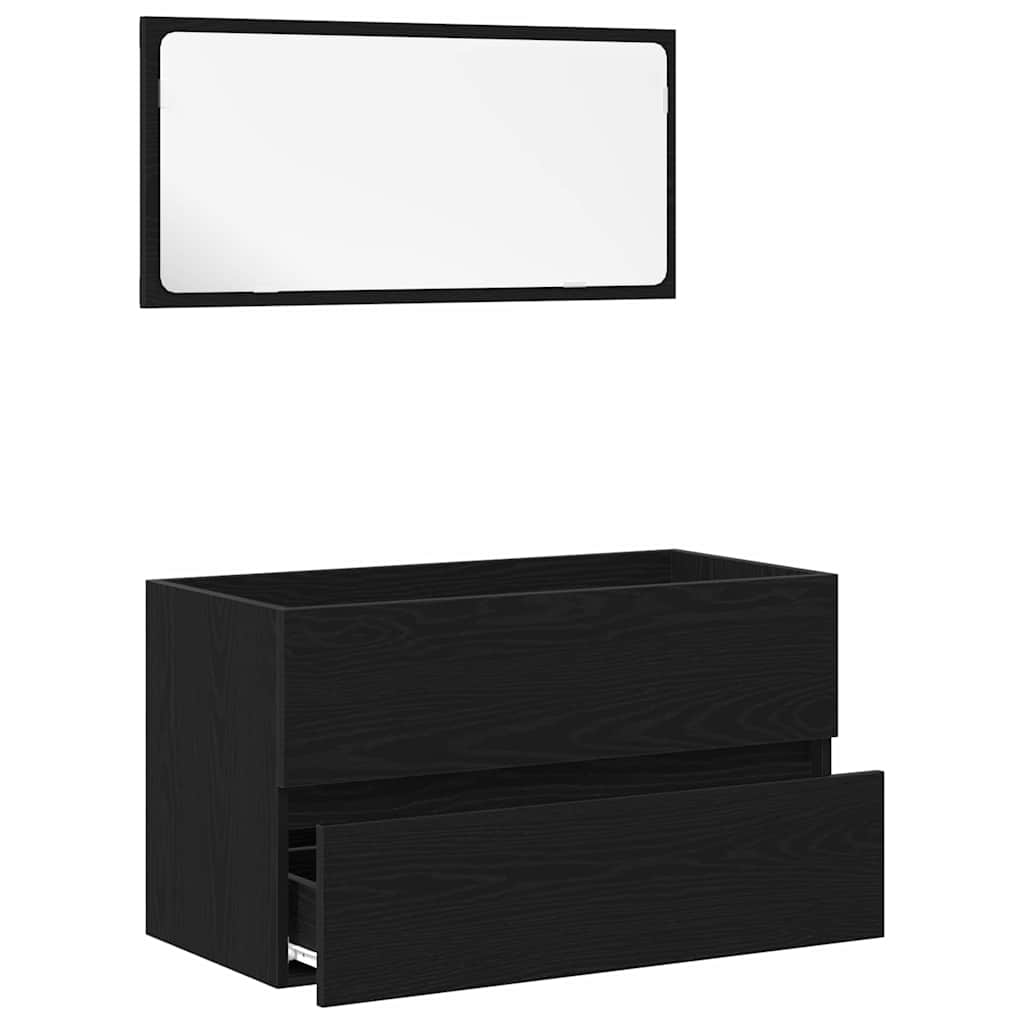 Badezimmermöbel-Set 2 pcs Schwarze Eiche 80 x 38.5 x 45 cm