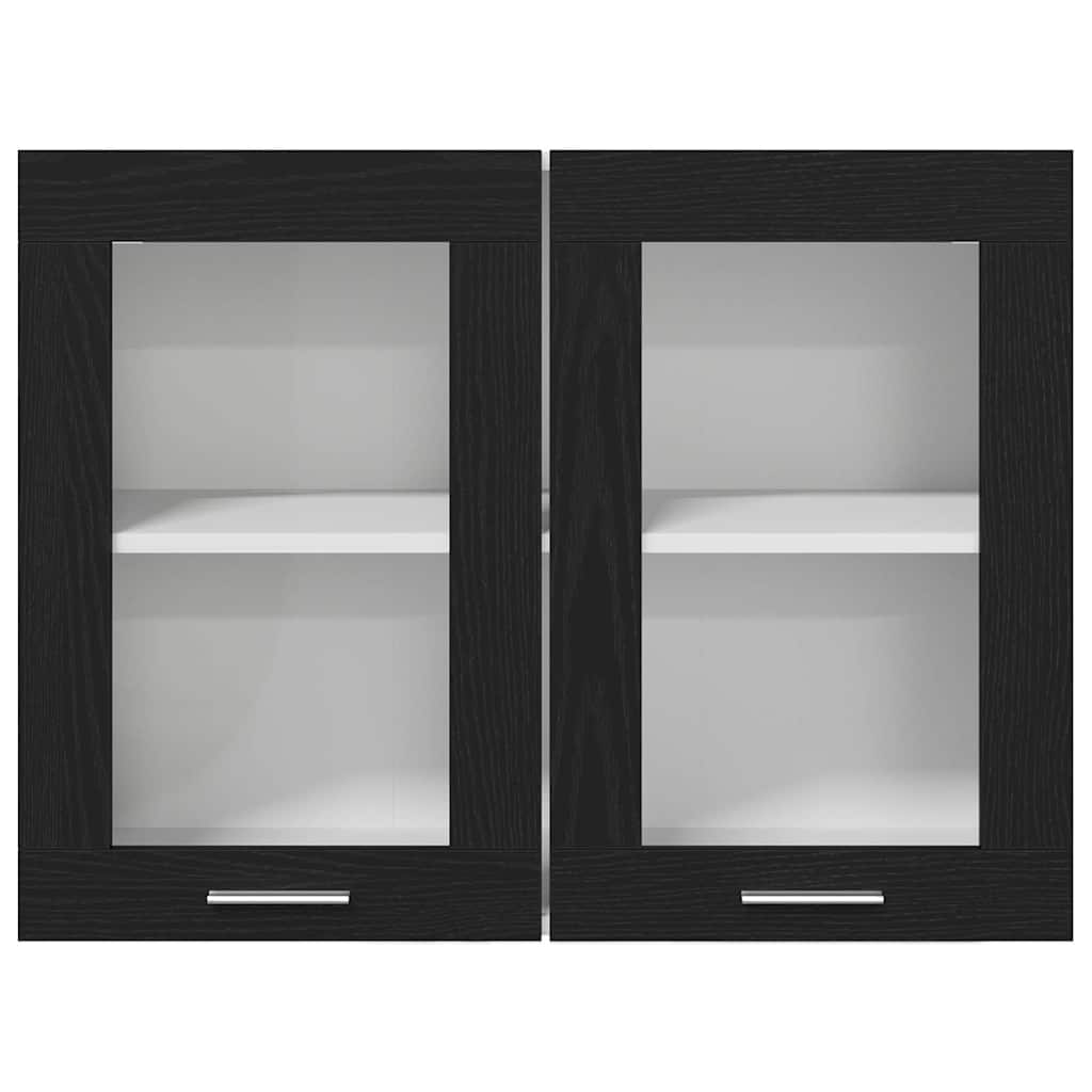 Hängender Glaskasten mit Regal Schwarze Eiche 80 x 31 x 60 cm