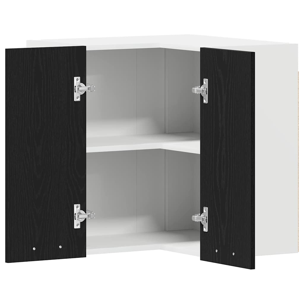 Hängender Eckschrank mit Regal Schwarze Eiche 57 x 57 x 60 cm
