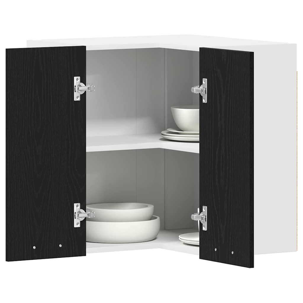Hängender Eckschrank mit Regal Schwarze Eiche 57 x 57 x 60 cm