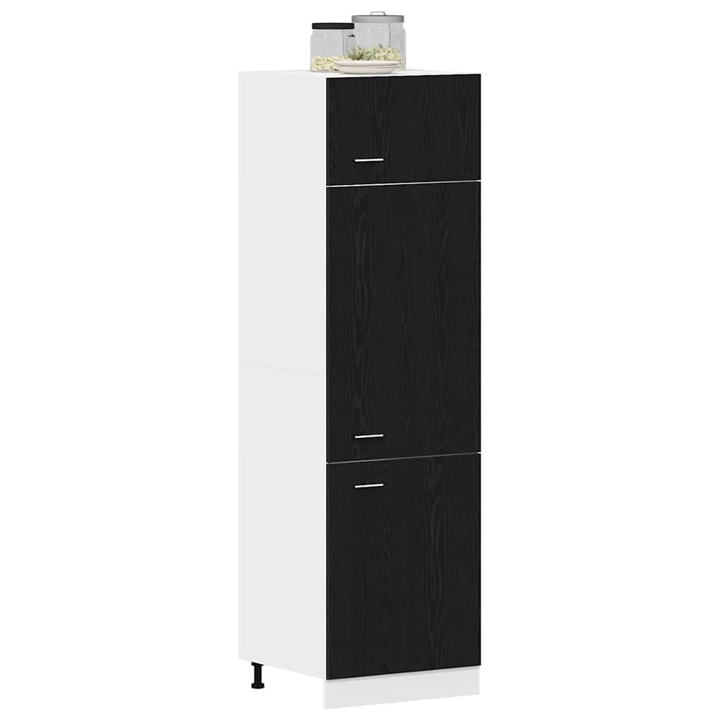 Kühlschrankschrank mit Regal Schwarze Eiche 60 x 57 x 207 cm