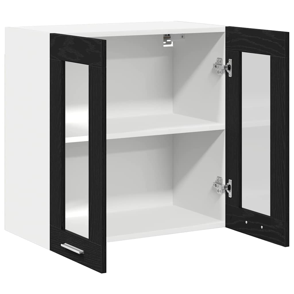 Hängender Glaskasten mit Regal Schwarze Eiche 60 x 31 x 60 cm