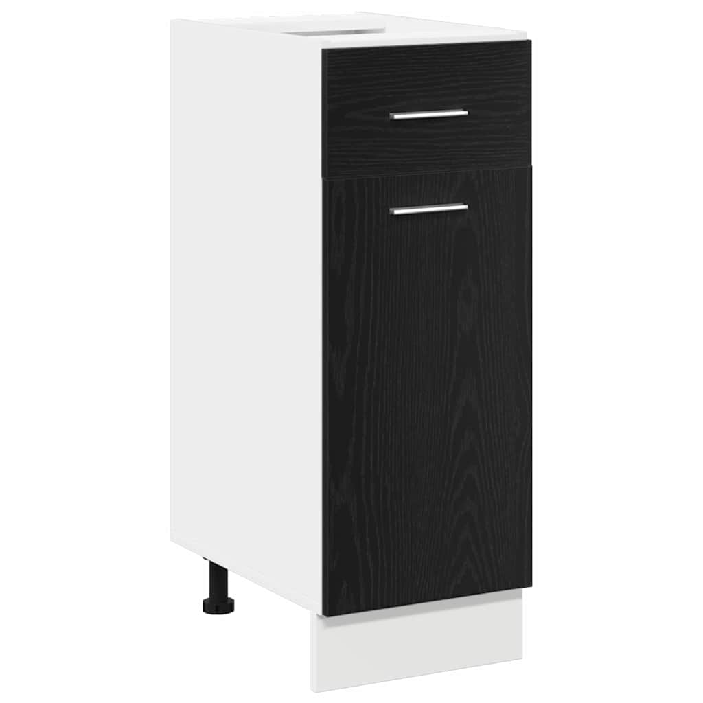 Schubladenunterschrank mit Tür Schwarze Eiche 30 x 46 x 81.5 cm