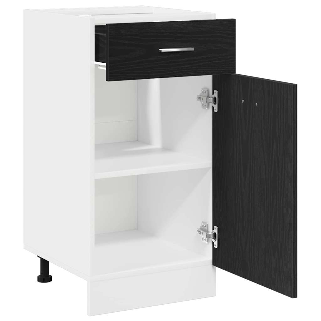 Schubladenunterschrank mit Tür Schwarze Eiche 40 x 46 x 81.5 cm