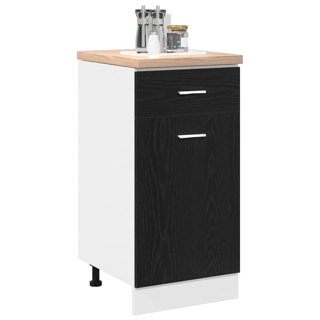 Schubladenunterschrank mit Tür Schwarze Eiche 40 x 46 x 81.5 cm
