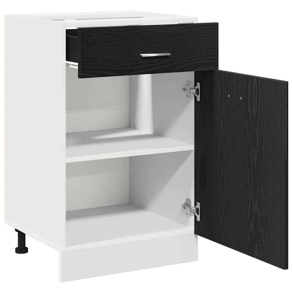 Schubladenschrank mit Regal Schwarze Eiche 50 x 46 x 81.5 cm
