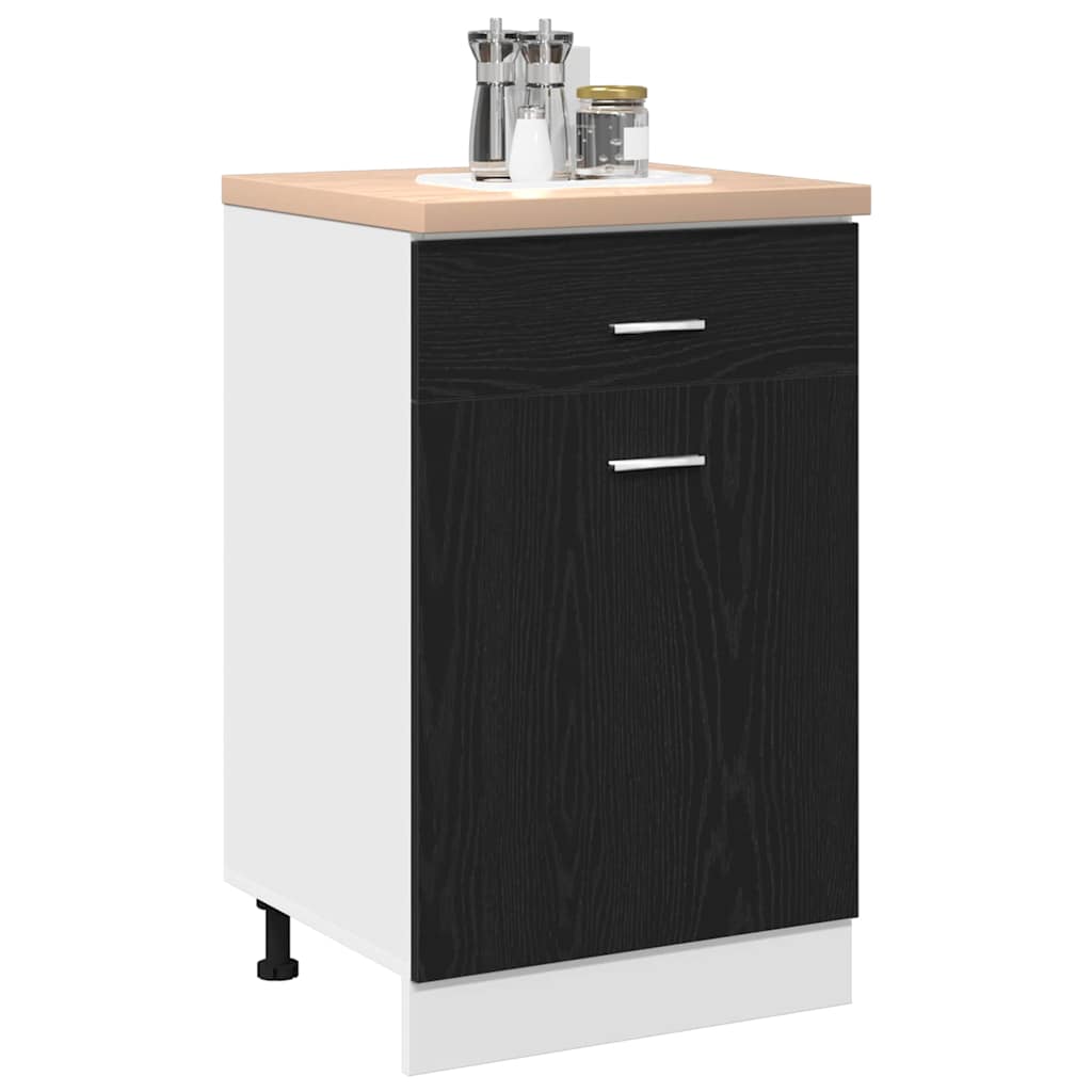 Schubladenschrank mit Regal Schwarze Eiche 50 x 46 x 81.5 cm