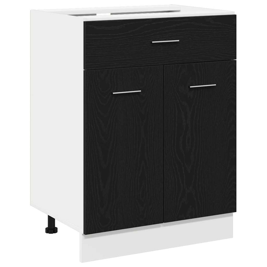 Schubladenunterschrank mit Tür Schwarze Eiche 60 x 46 x 81.5 cm