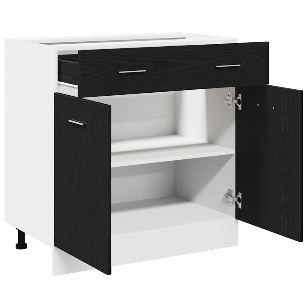 Schrank mit Schublade mit Tür Schwarze Eiche 80 x 46 x 81.5 cm