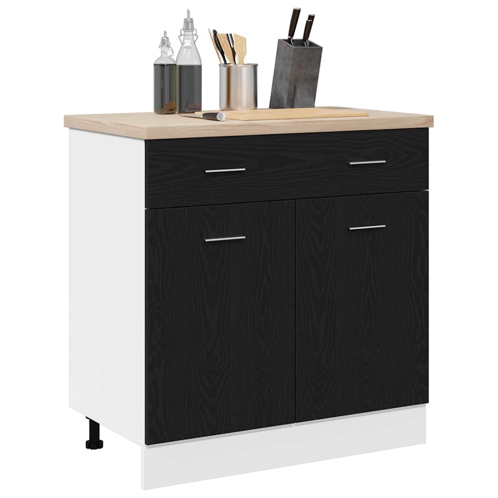 Schrank mit Schublade mit Tür Schwarze Eiche 80 x 46 x 81.5 cm
