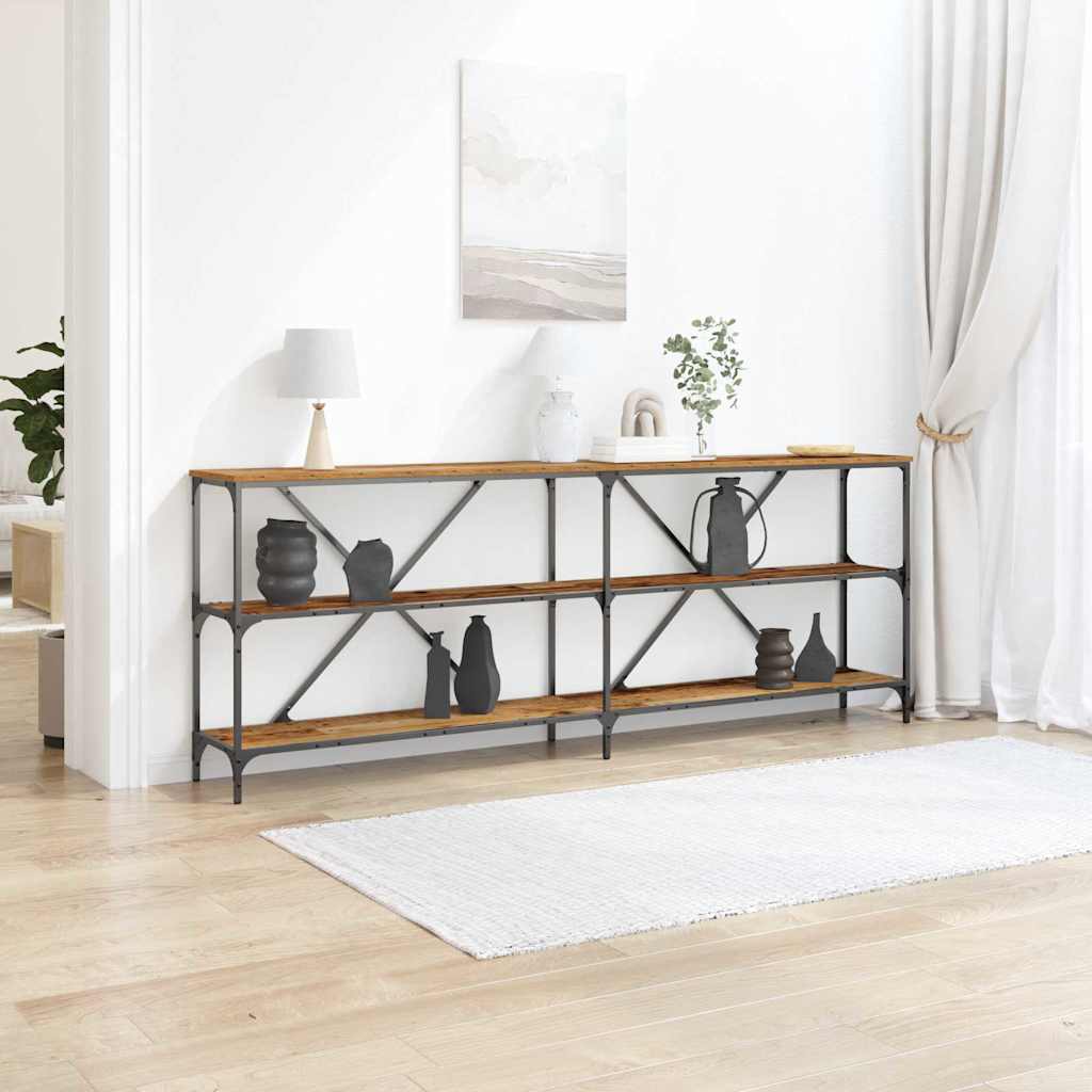 Konsolentisch Altholz 200 x 30 x 75 cm Schichtholz und Metall