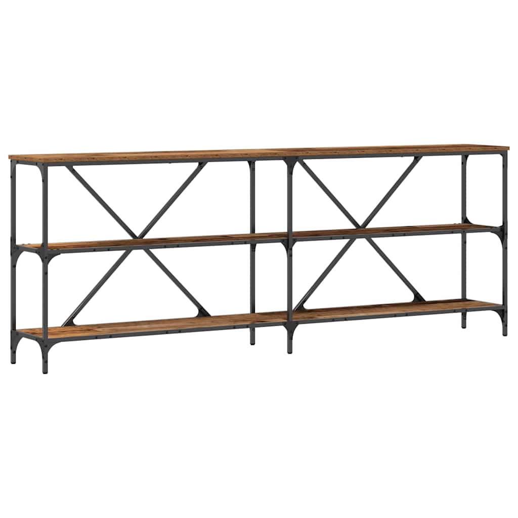 Konsolentisch Altholz 200 x 30 x 75 cm Schichtholz und Metall