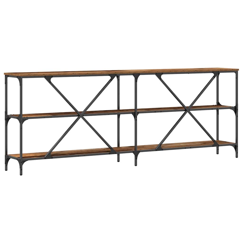 Konsolentisch Altholz 200 x 30 x 75 cm Schichtholz und Metall