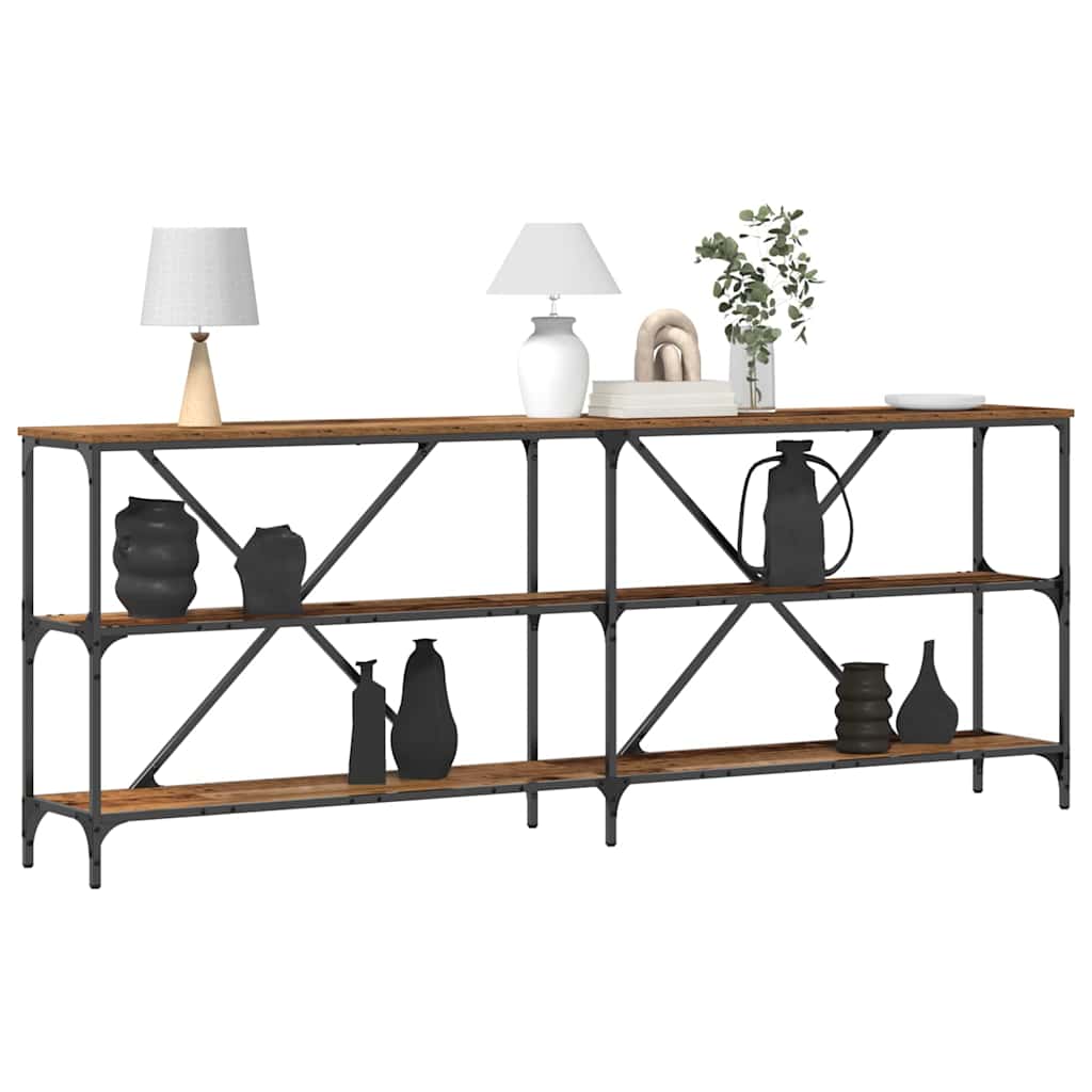 Konsolentisch Altholz 200 x 30 x 75 cm Schichtholz und Metall