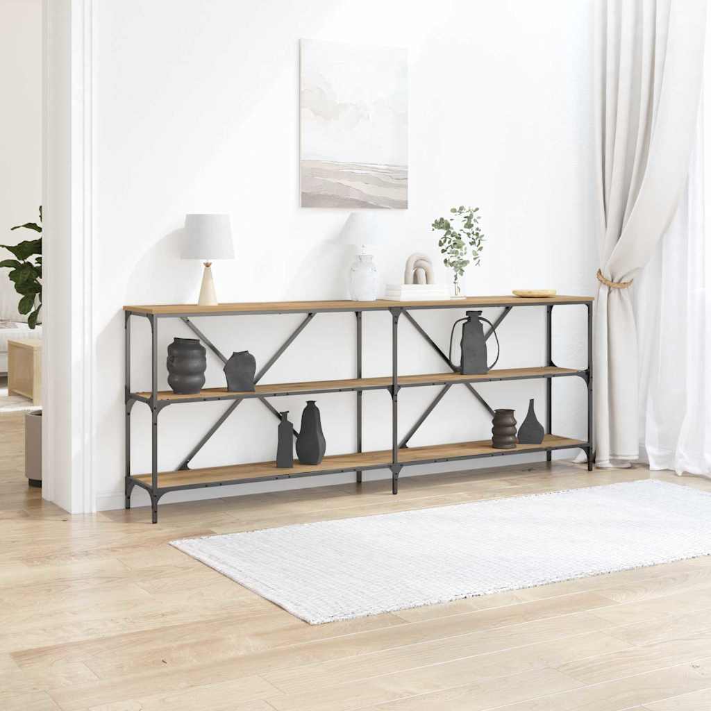 Konsolentisch mit Regal Eiche handwerklich 200 x 30 x 75 cm