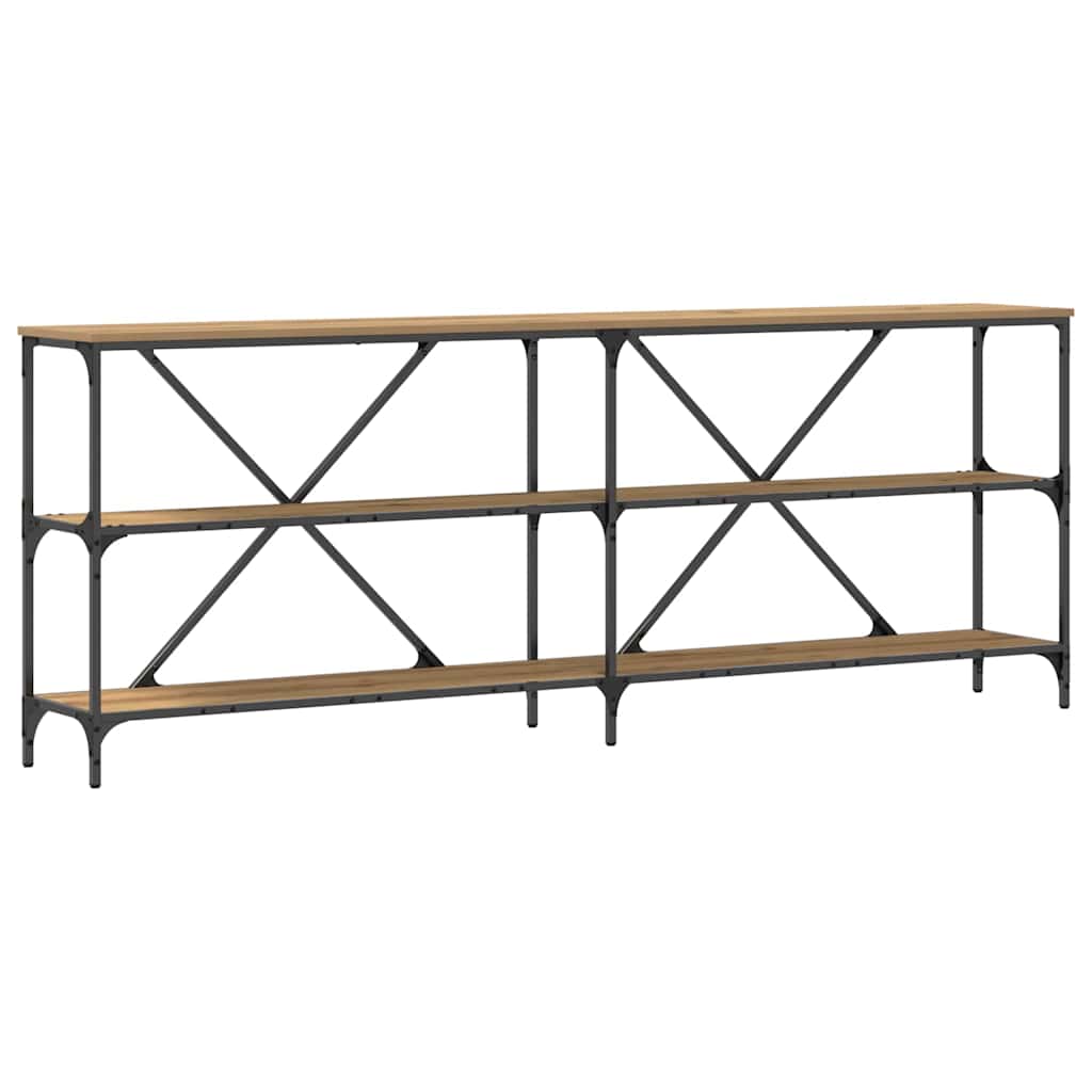 Konsolentisch mit Regal Eiche handwerklich 200 x 30 x 75 cm