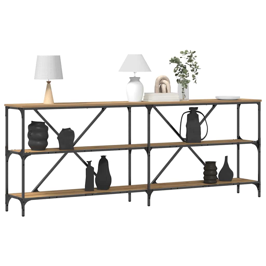 Konsolentisch mit Regal Eiche handwerklich 200 x 30 x 75 cm