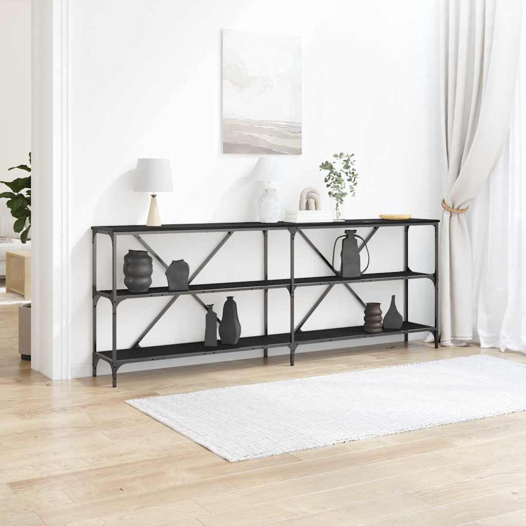 Konsolentisch mit Regal Schwarze Eiche 200 x 30 x 75 cm