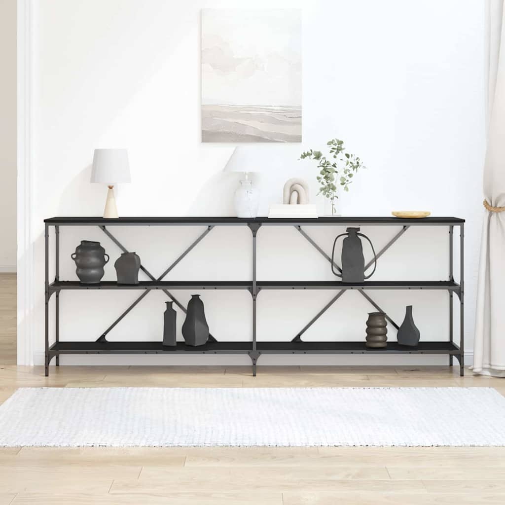 Konsolentisch mit Regal Schwarze Eiche 200 x 30 x 75 cm