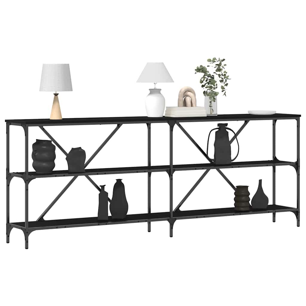 Konsolentisch mit Regal Schwarze Eiche 200 x 30 x 75 cm