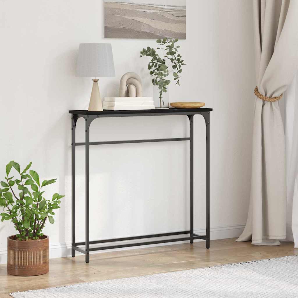 Konsolentisch mit Regal Schwarze Eiche 75 x 19,5 x 75 cm