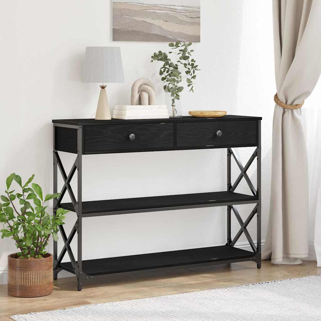 Konsole Tisch mit Schubladen Schwarze Eiche 100 x 28 x 75 cm