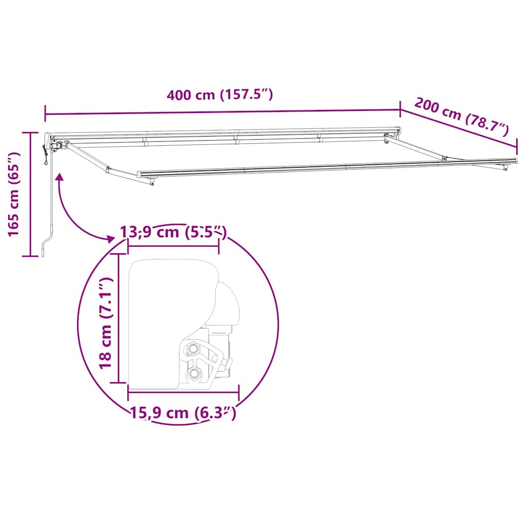 Markisenrahmen Weiß 4 x 2 m