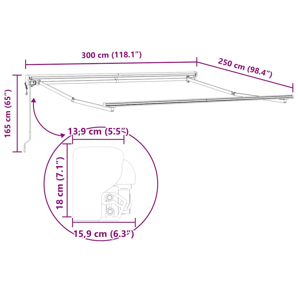 Markisenrahmen Anthrazit 3 x 2,5 m