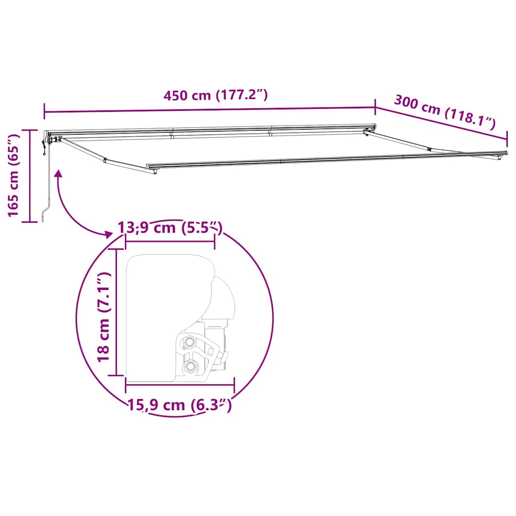Markisenrahmen Anthrazit 4,5 × 3 m