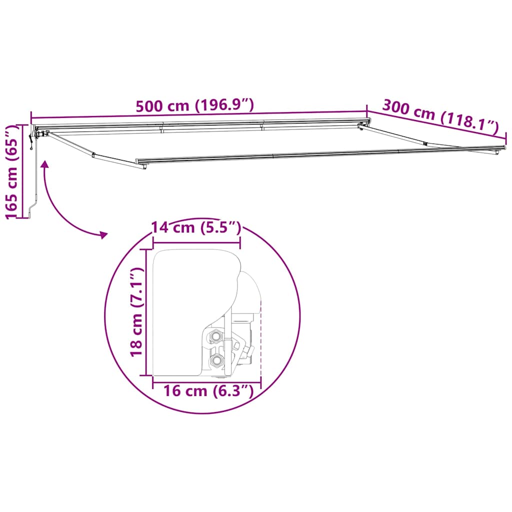 Markisenrahmen Anthrazit 5 x 3 m