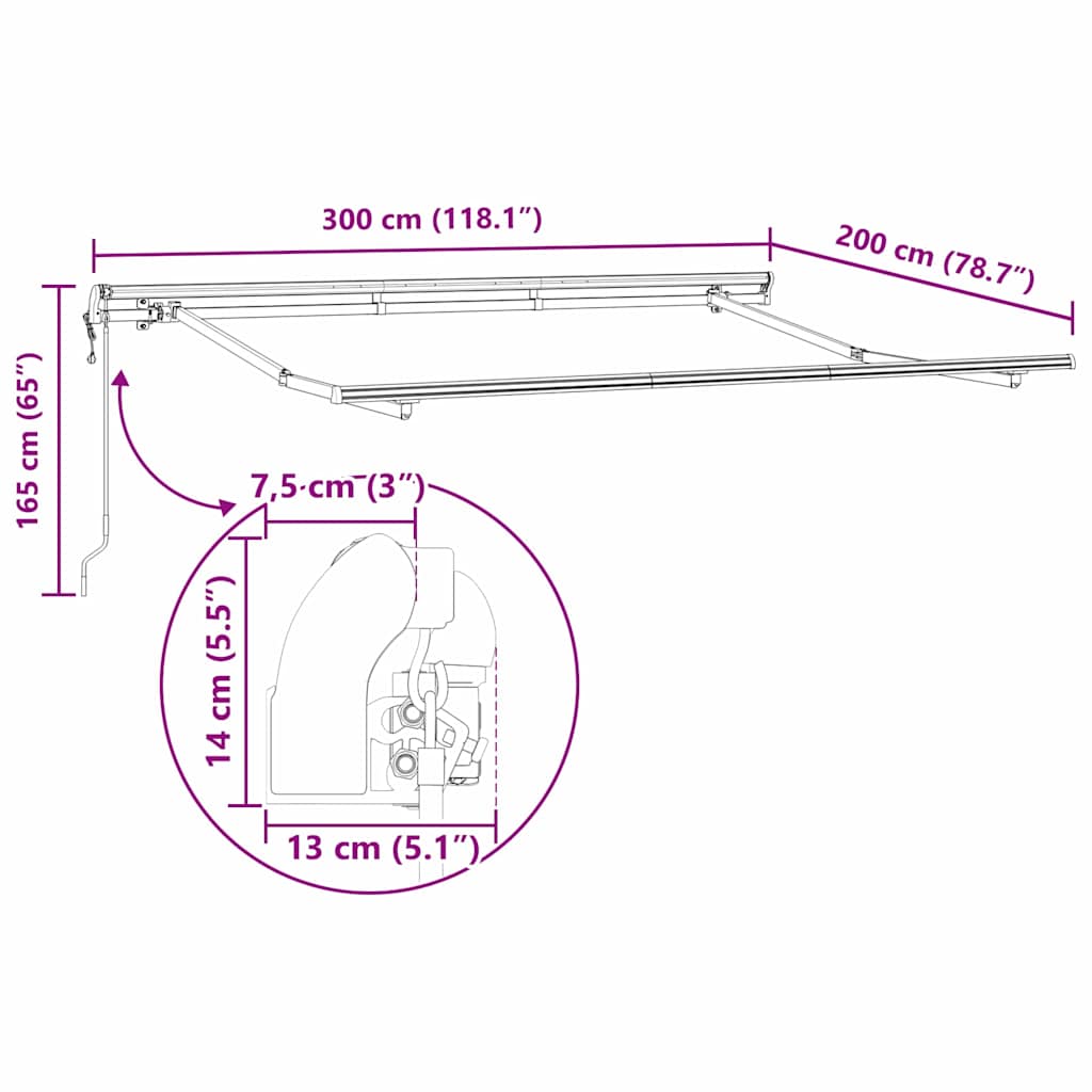 Markisenrahmen Anthrazit 3 x 2 m Metall