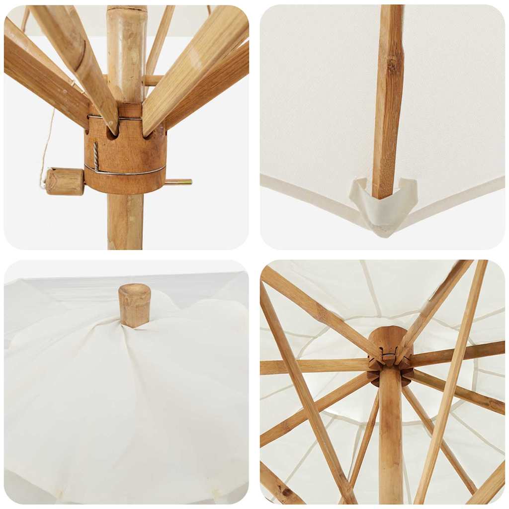 Gartenparasol Cremeweiß 240 x 240 x 260 cm Bambus