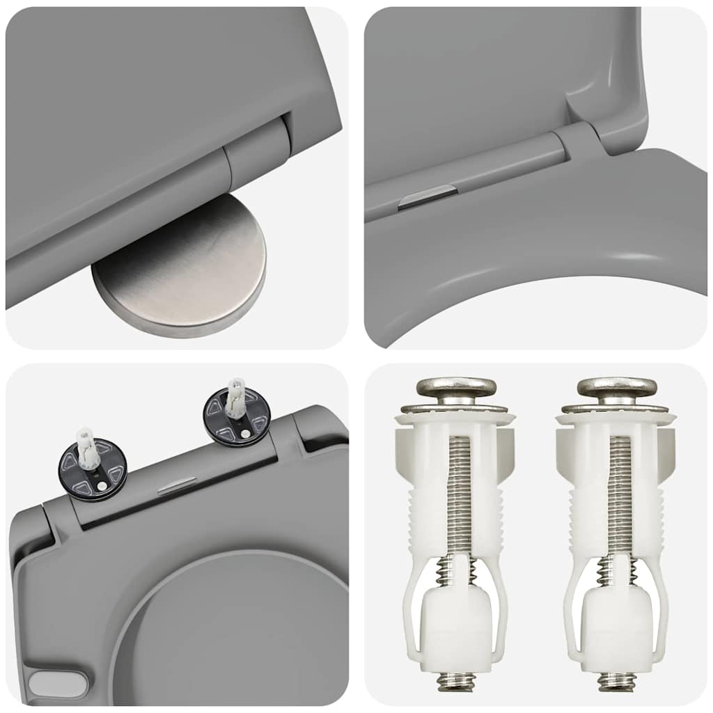 Schnellverschluss-WC-Sitz Grau 44,8 x 37,3 x 4,2 cm Duroplast