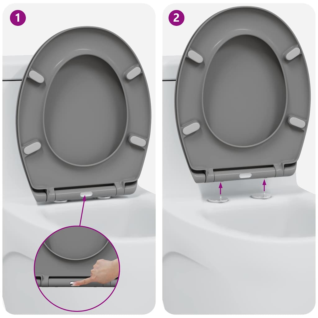 Schnellverschluss-WC-Sitz Grau 44,8 x 37,3 x 4,2 cm Duroplast
