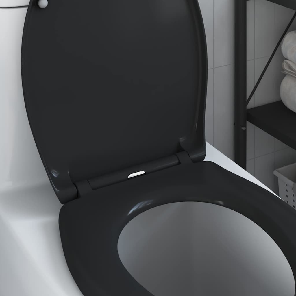 Schnellverschluss-WC-Sitz Schwarz 44,8 x 37,3 x 4,2 cm