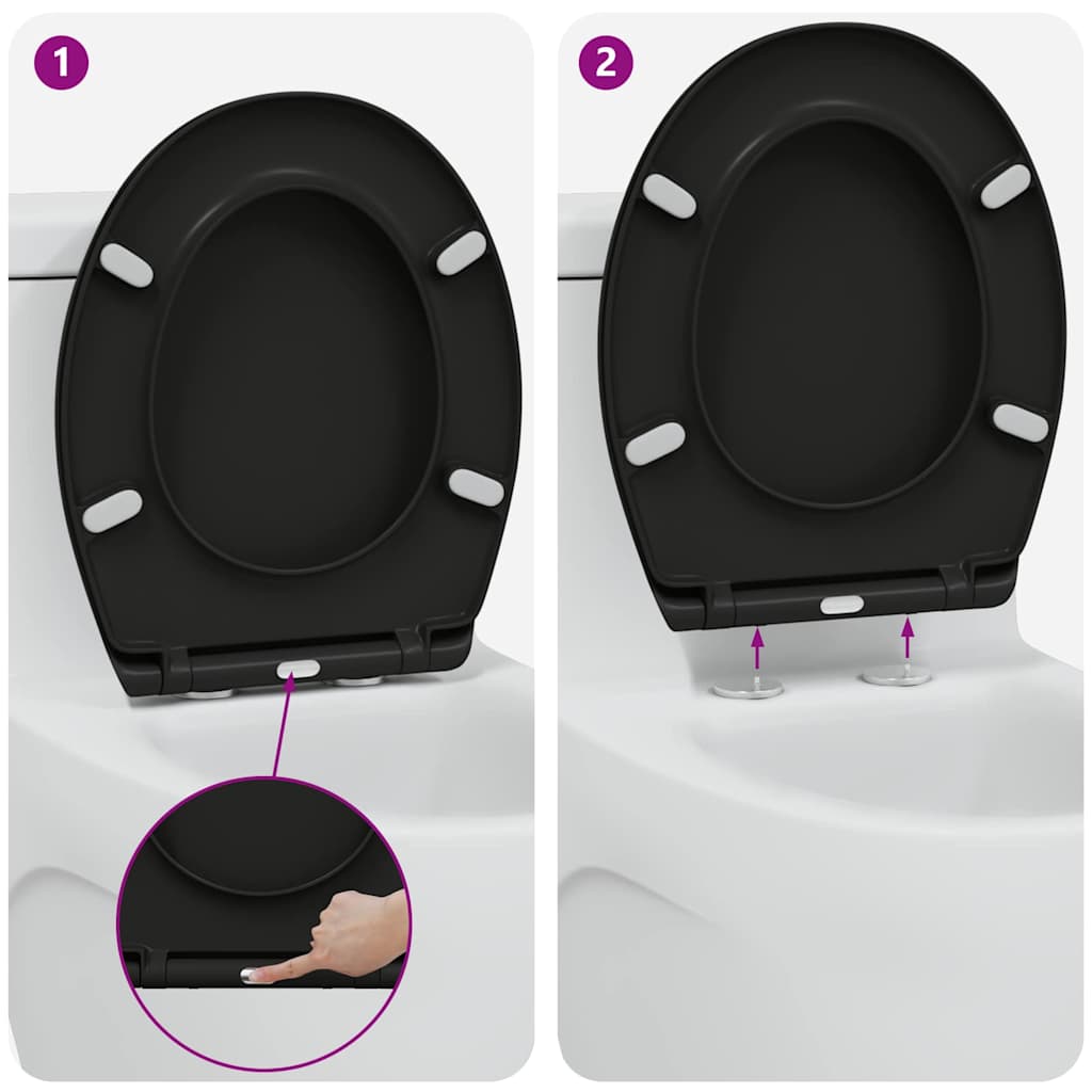Schnellverschluss-WC-Sitz Schwarz 44,8 x 37,3 x 4,2 cm