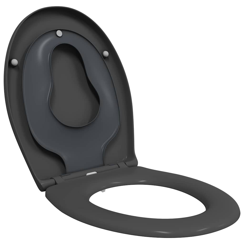 Schnellverschluss-WC-Sitz Anthrazit 44.5 x 37.3 x 4.3 cm
