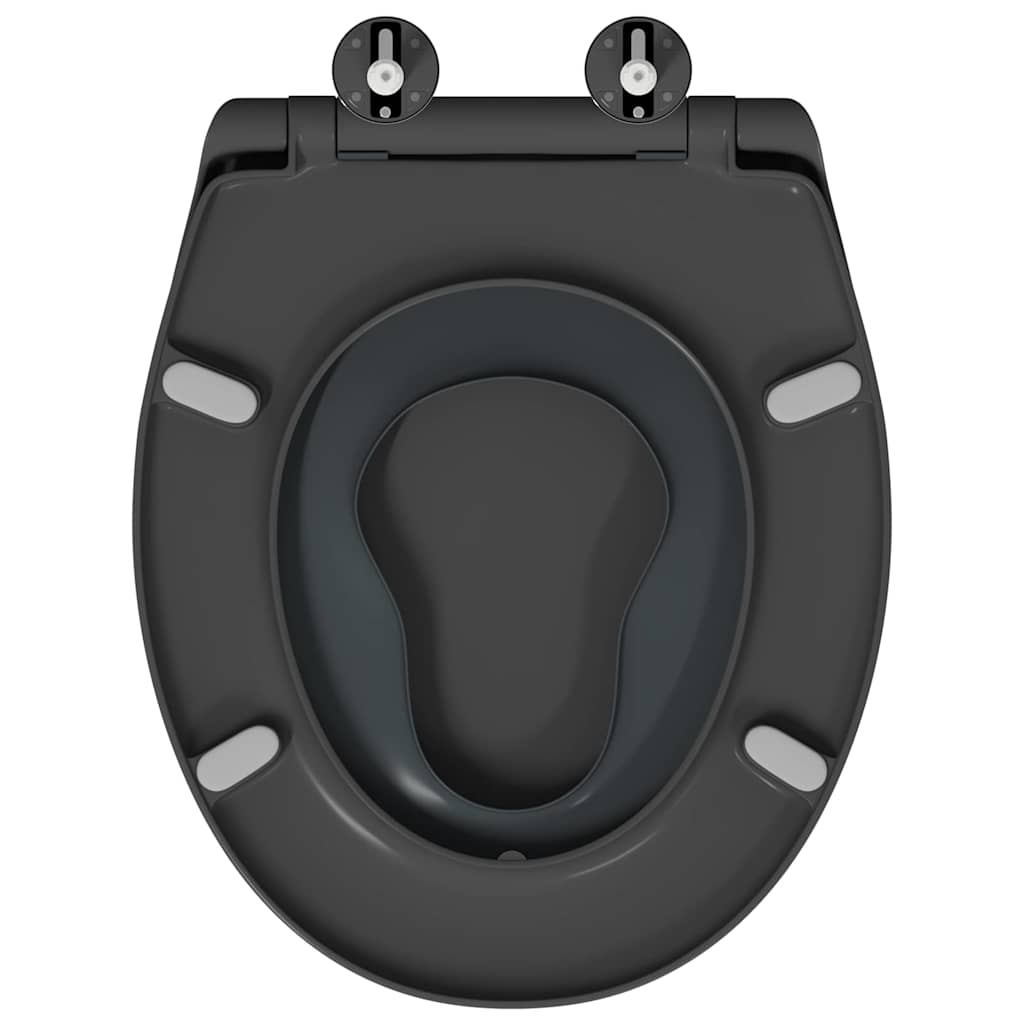 Schnellverschluss-WC-Sitz Anthrazit 44.5 x 37.3 x 4.3 cm