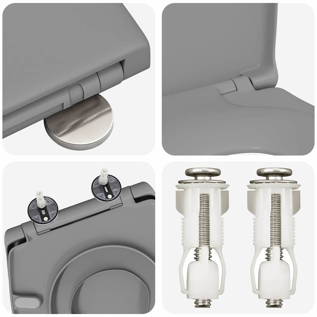 Schnellverschluss-WC-Sitz Grau 44.5 x 37.3 x 4.3 cm Duroplast