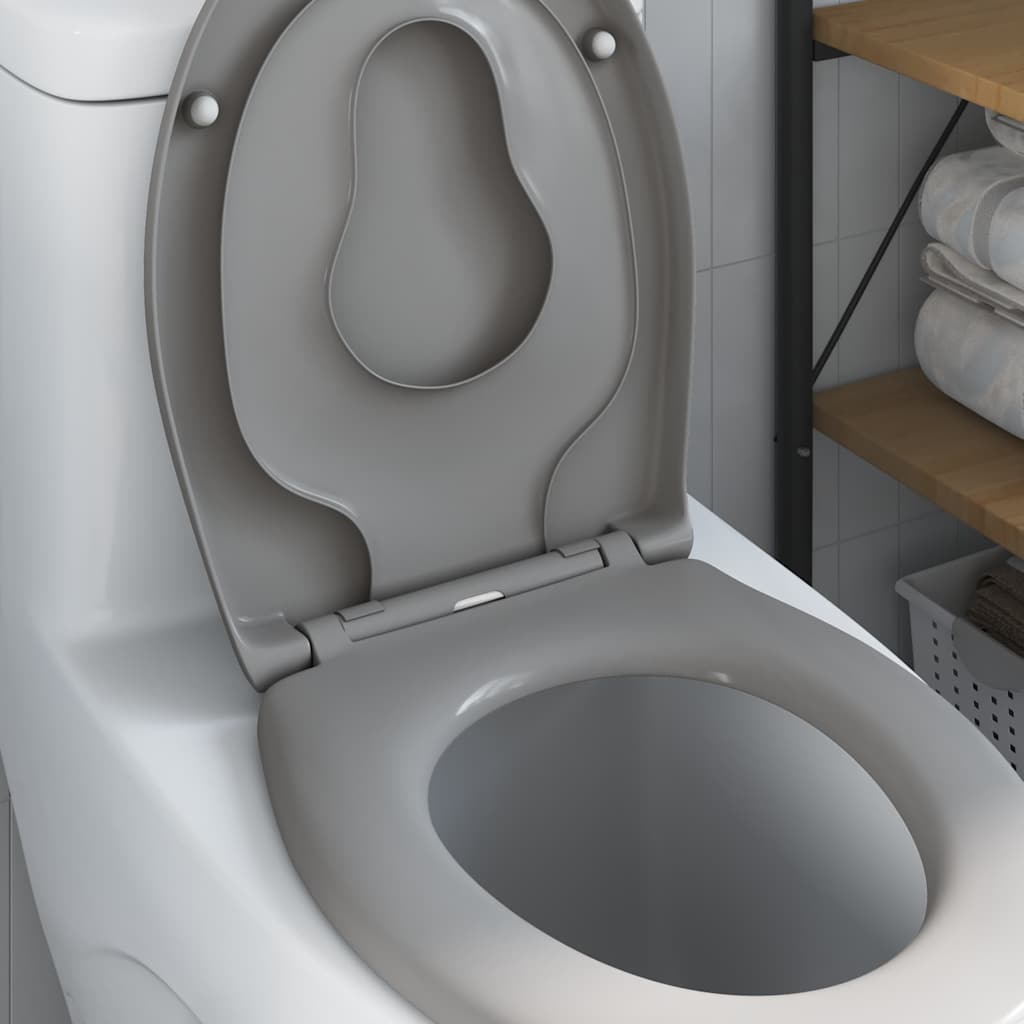 Schnellverschluss-WC-Sitz Grau 44.5 x 37.3 x 4.3 cm Duroplast