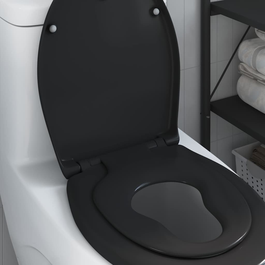 Schnellverschluss-WC-Sitz Schwarz 44.5 x 37.3 x 4.3 cm