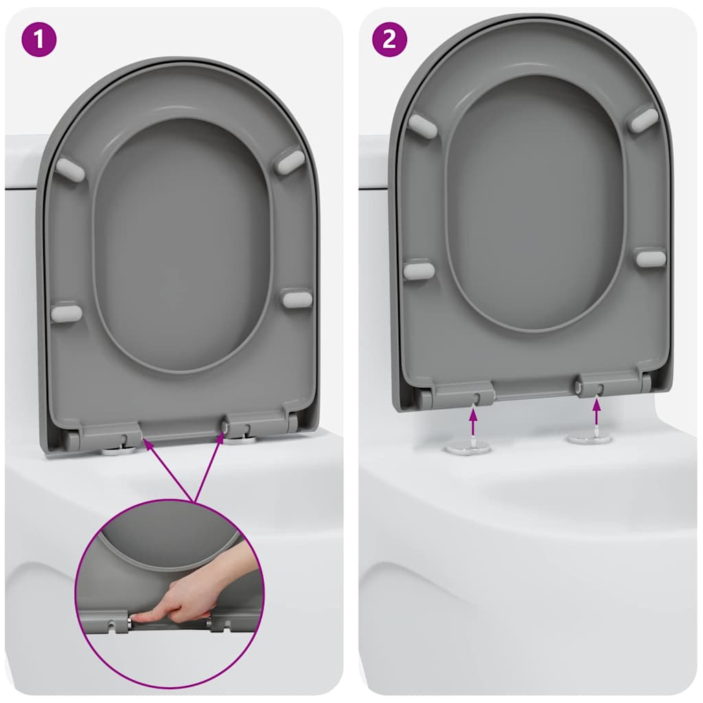 Schnellverschluss-WC-Sitz Grau 46,2 x 36 x 4,3 cm Duroplast