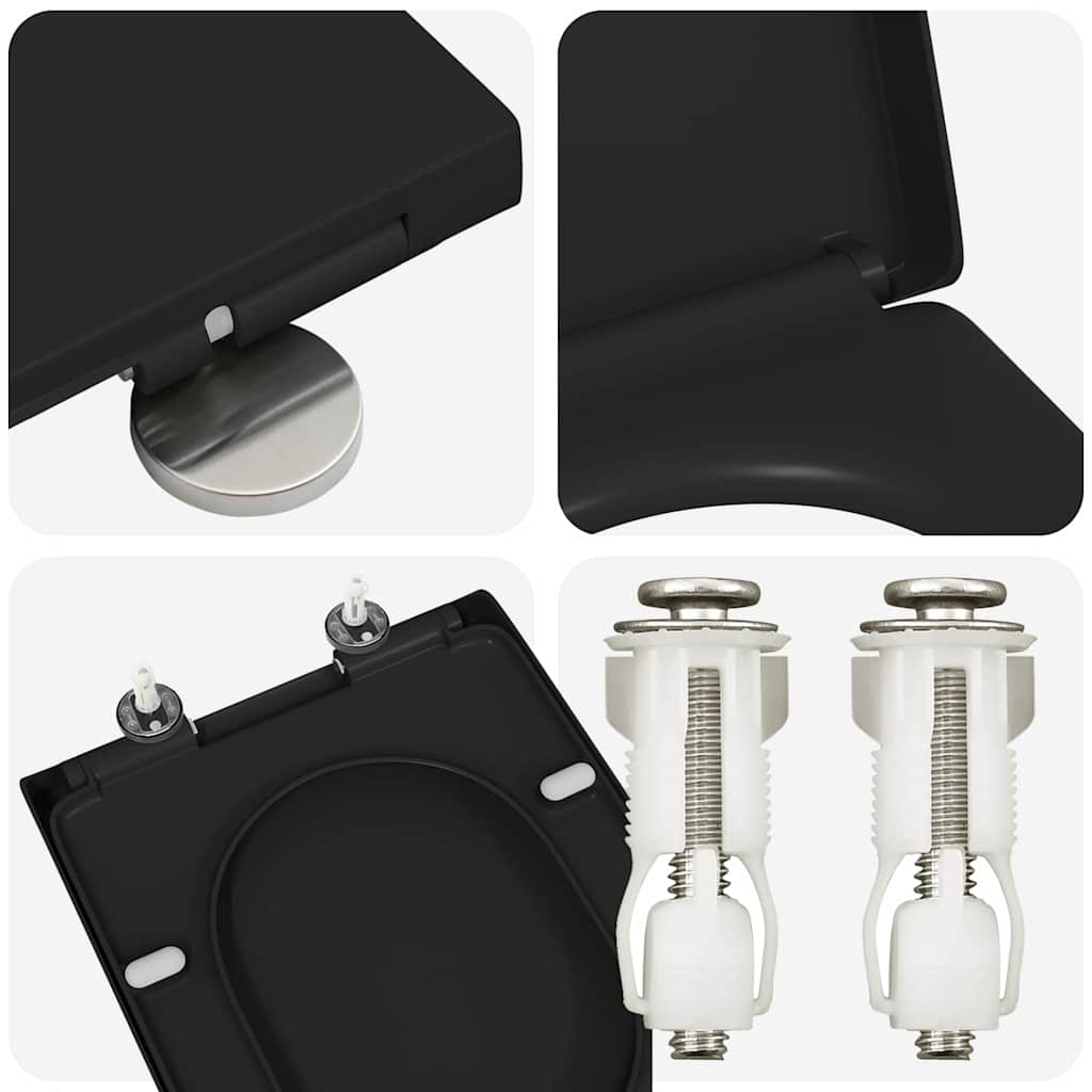 Schnellverschluss-WC-Sitz Schwarz 46,2 x 36 x 4,3 cm Duroplast