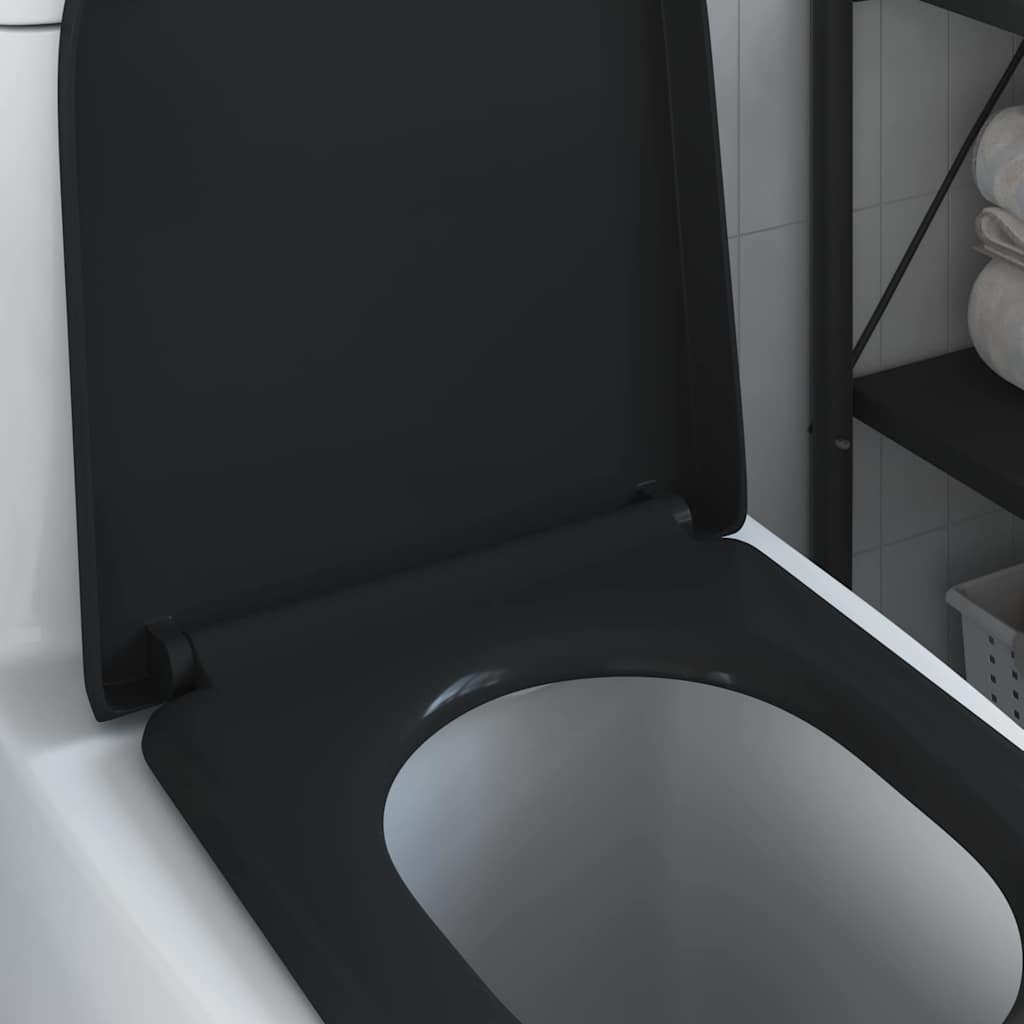 Schnellverschluss-WC-Sitz Schwarz 46,2 x 36 x 4,3 cm Duroplast