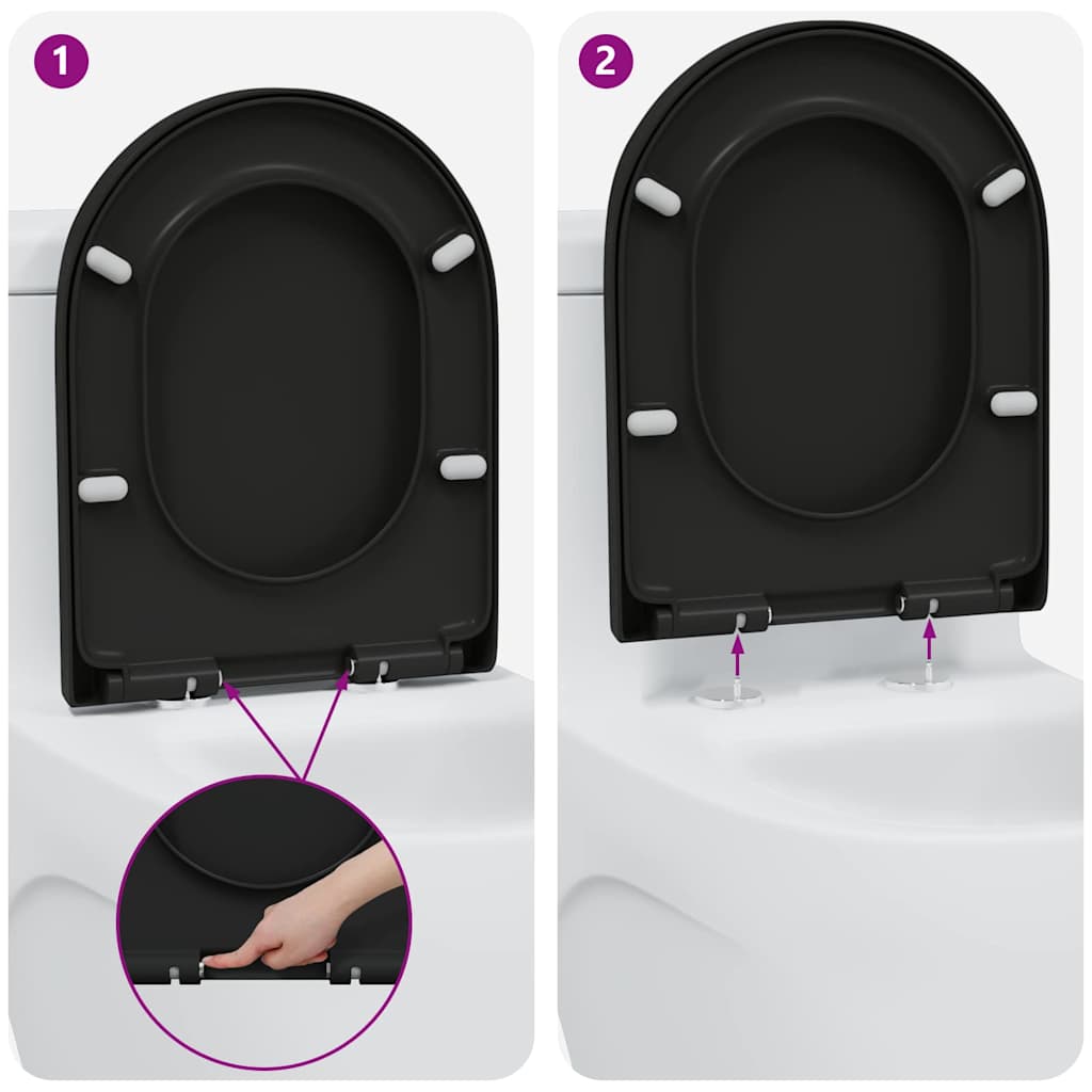 Schnellverschluss-WC-Sitz Schwarz 46,2 x 36 x 4,3 cm Duroplast